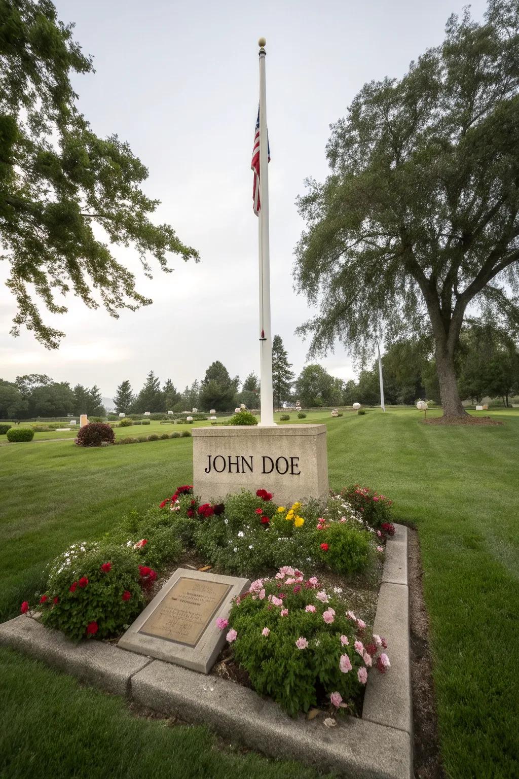 Personalized elements add character to a flagpole area.