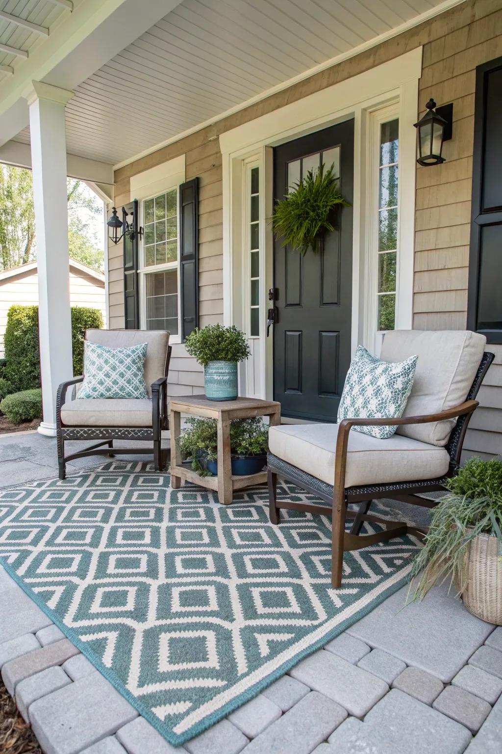 Geometric layouts bring ageless elegance to your porch.