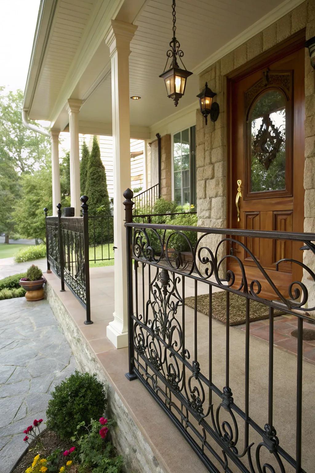 Sturdy and stylish wrought iron railings that ensure safety.