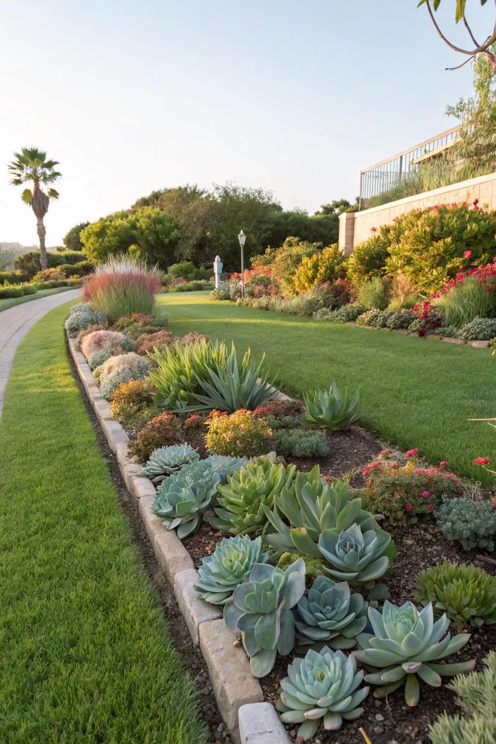 Succulent borders provide a well-defined structure to your garden.