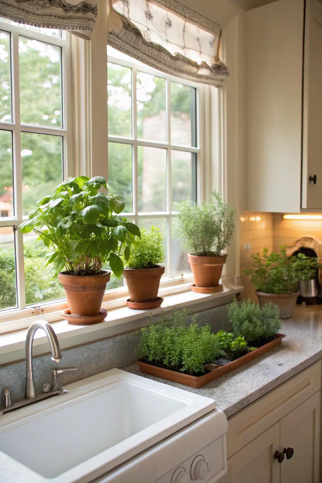 Greenery that brightens the kitchen.