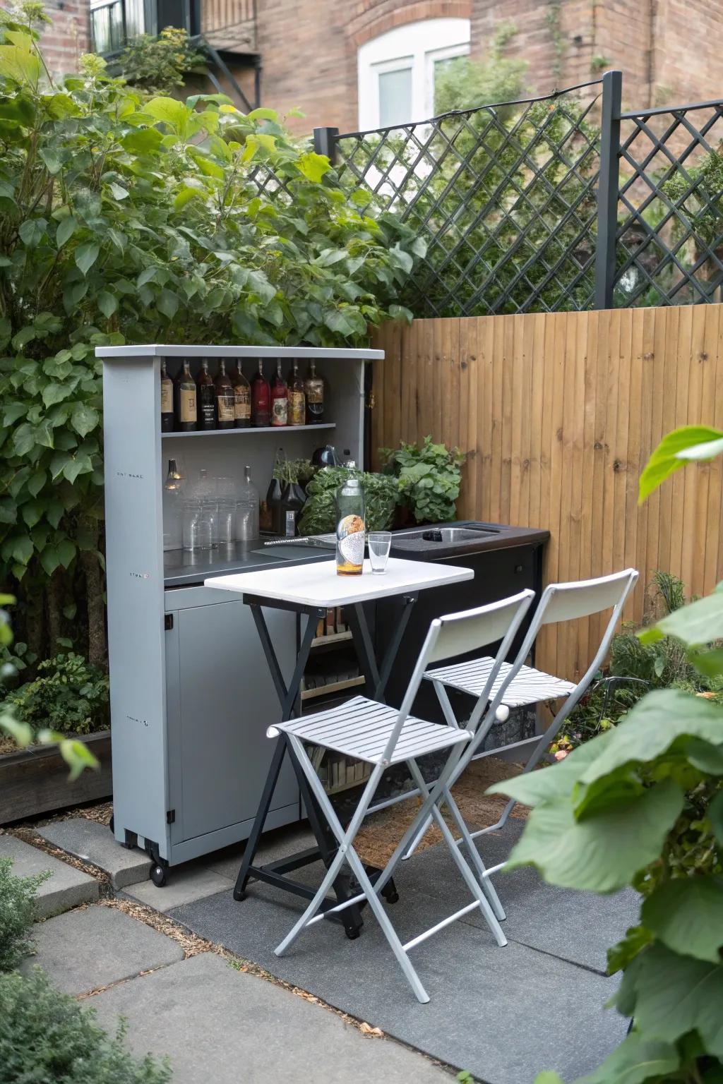A small but functional garden bar.