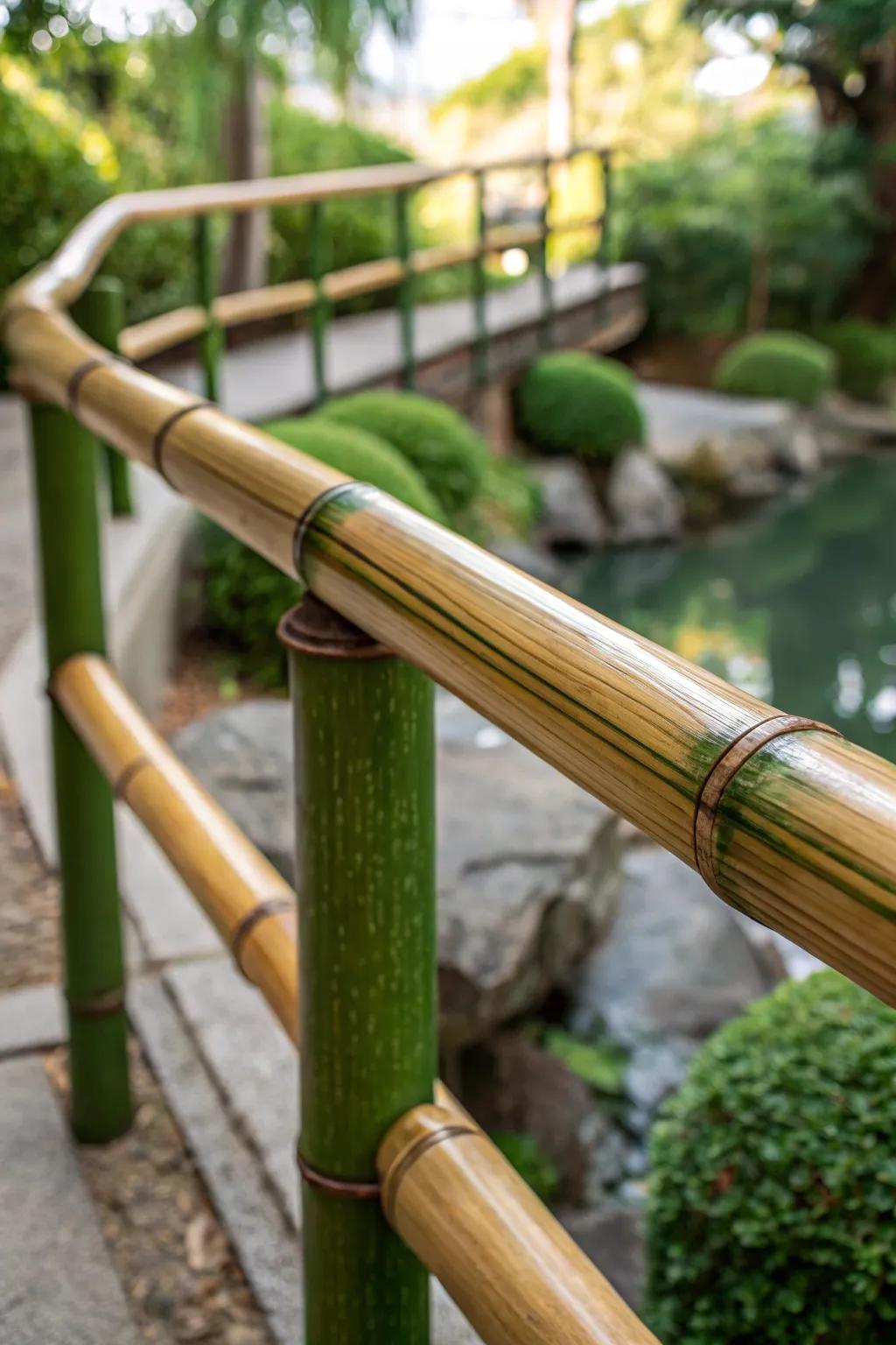 Elevate your garden's aesthetic with the exotic allure of bamboo handrails.