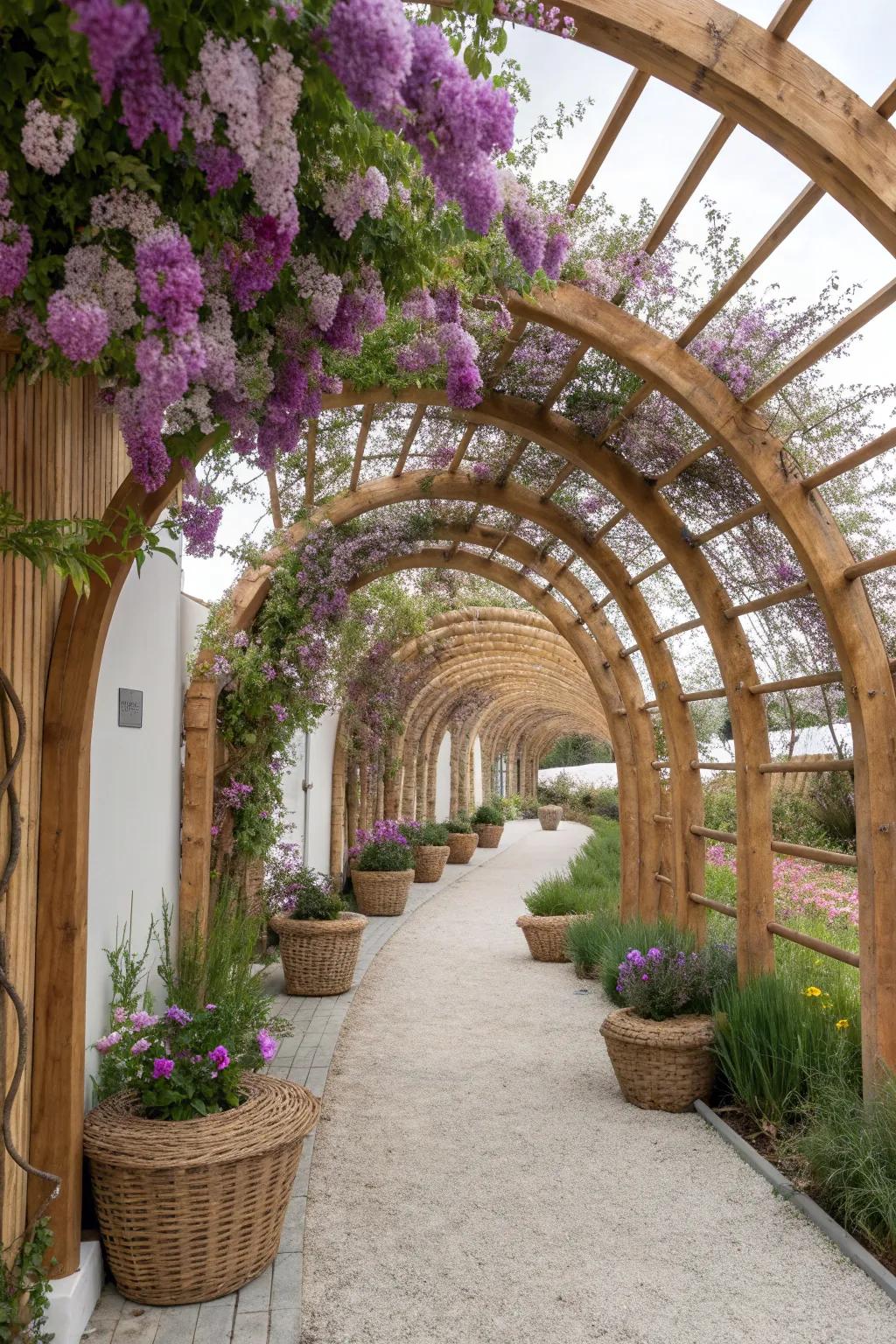 Step into a world of seasonal blooms with this enchanting flower tunnel.