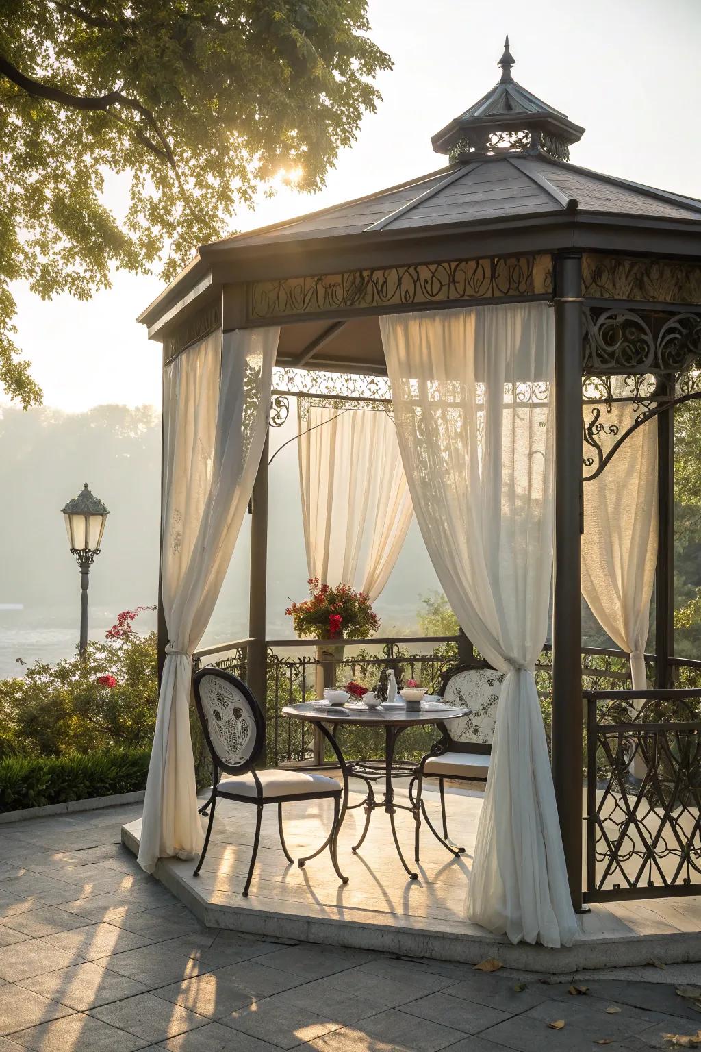 Bistro sets provide a charming space for intimate gatherings.