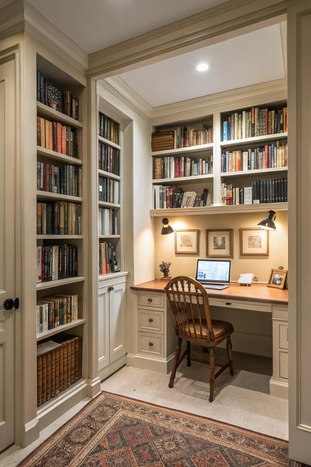 A workspace integrates with the library for practicality.