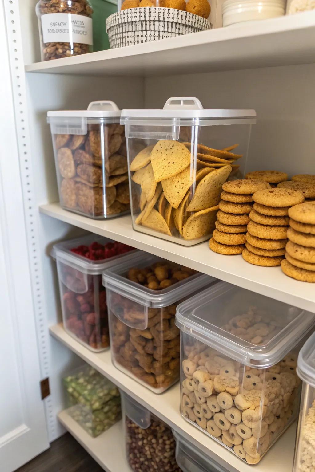 Tiered bins maintain bites arranged and within reach.