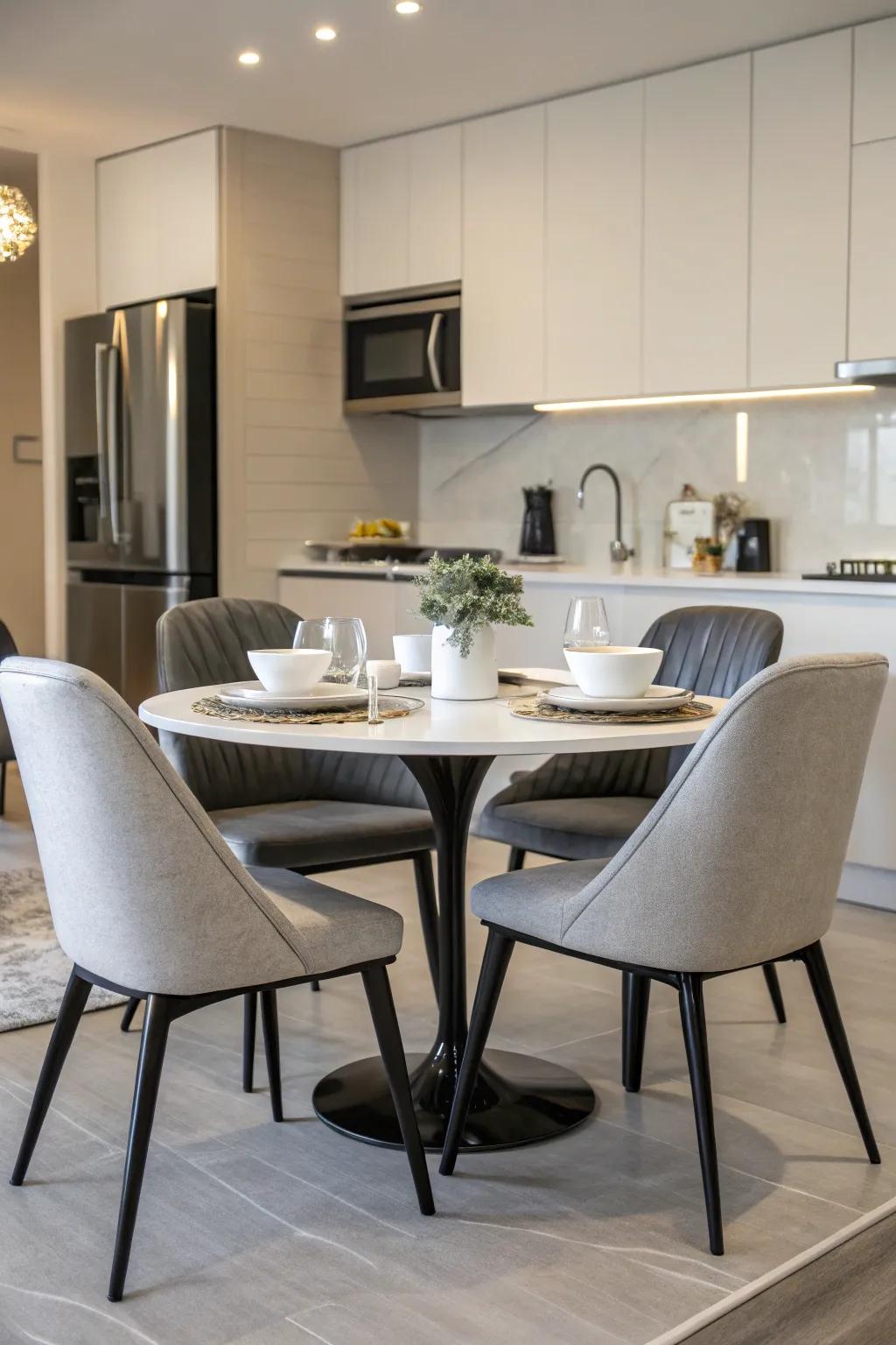 Contemporary seating adds a touch of modern elegance.