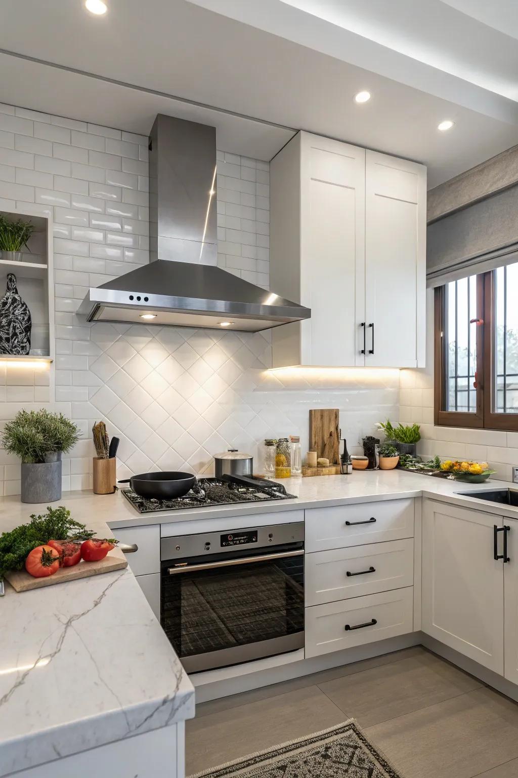 In a kitchen without windows, a range hood guarantees good air quality.