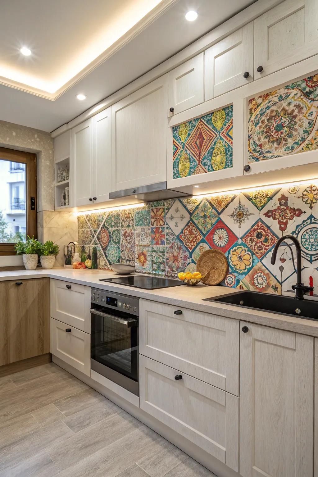 A backsplash that acts as a focal point in the kitchen.