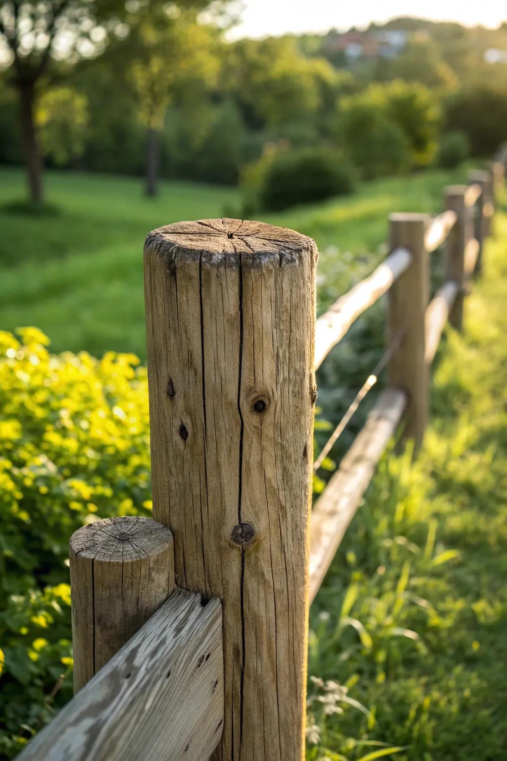 Embrace the rustic charm of handcrafted timber fences for a cozy backyard retreat.