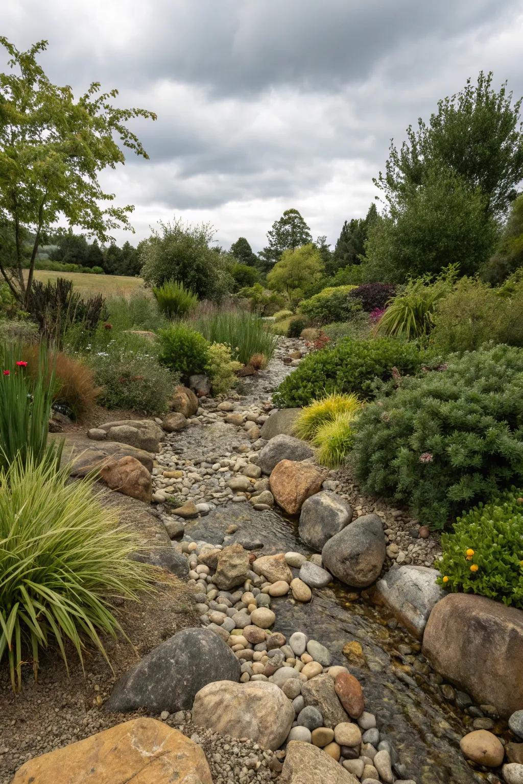 Dry creek beds offer beauty and purpose in the garden.