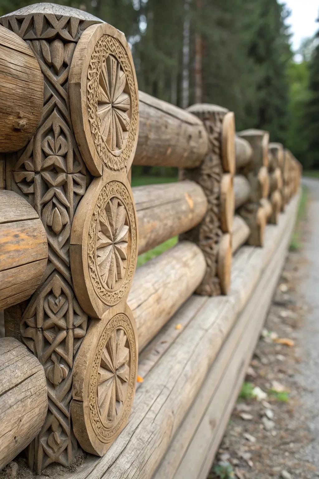 Creative log ends add a unique touch to any fence.