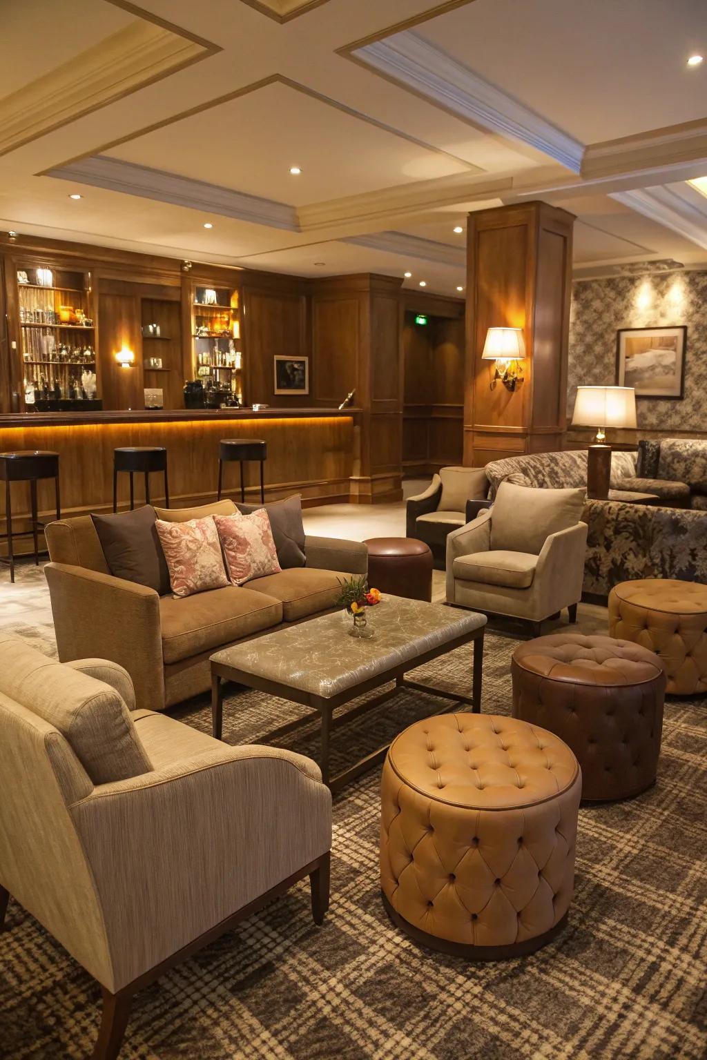 A living room with diverse seating options for comfort and conversation.