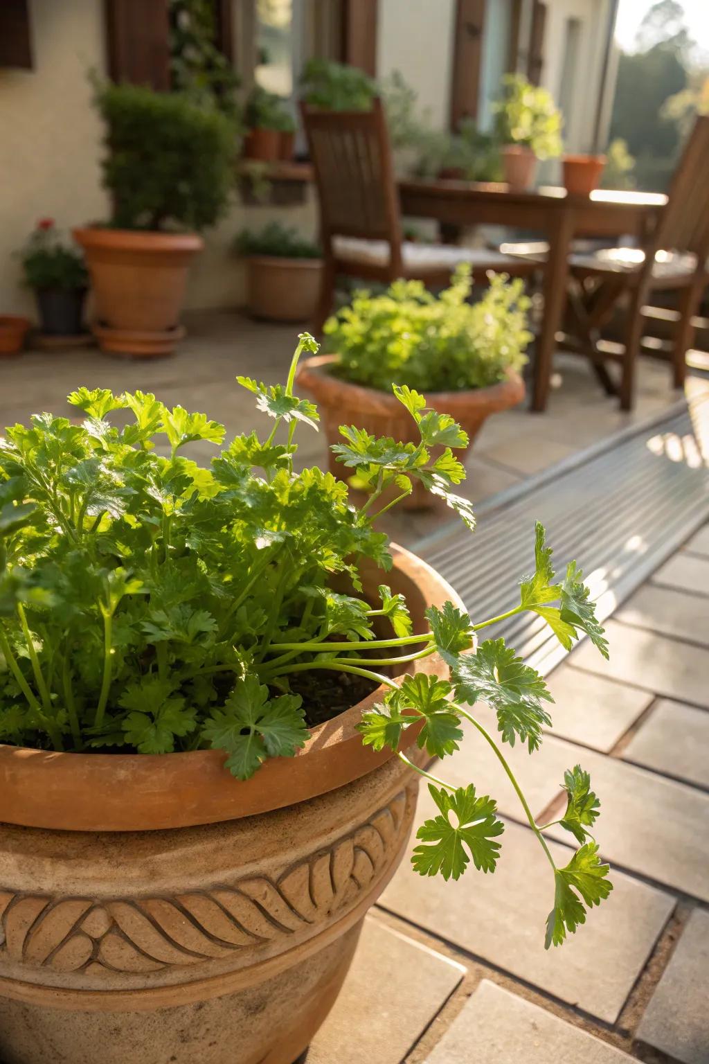 Curl leaf imparting a vibrant green accent under the sun.