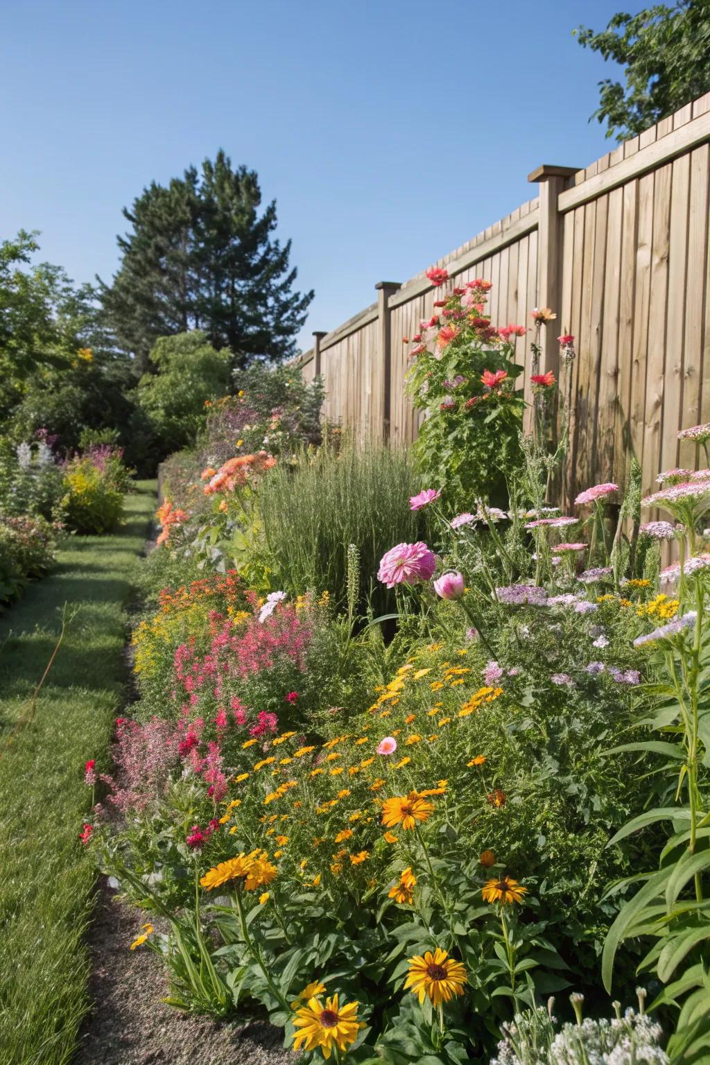 Edges rich with perennials frame the garden perfectly.