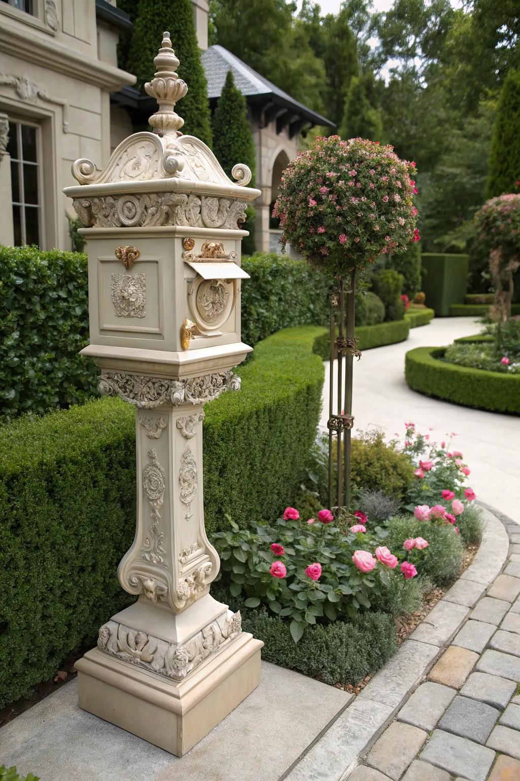 Ornate mailbox posts enhance any home with a touch of sophistication.