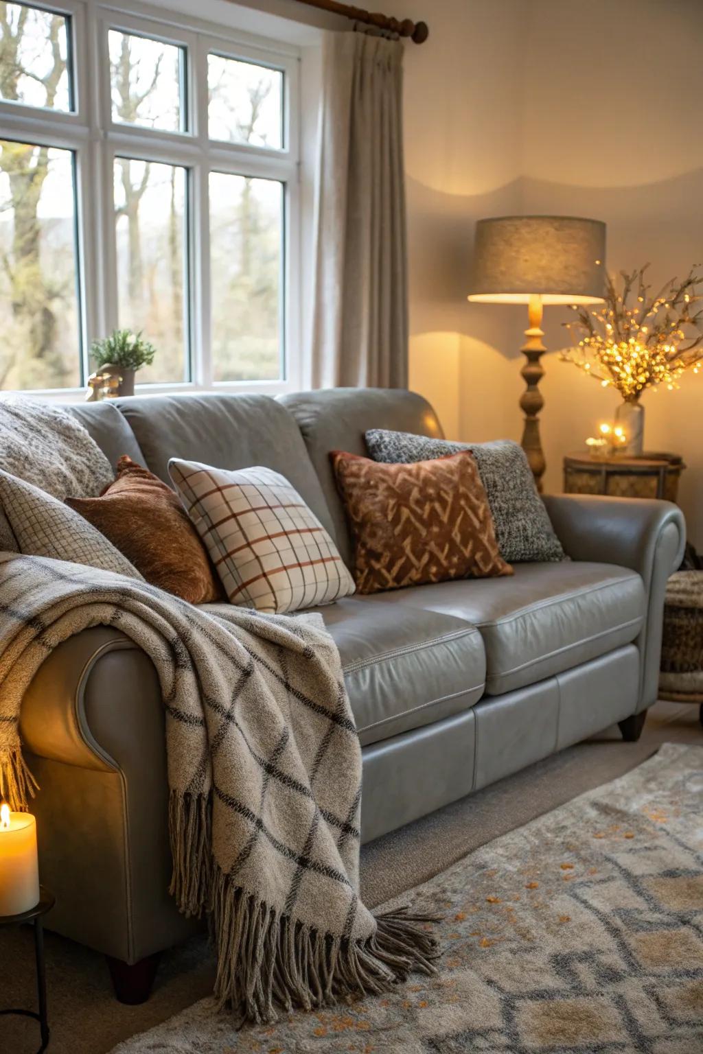 A snug and tempting family room with a warm ambiance.