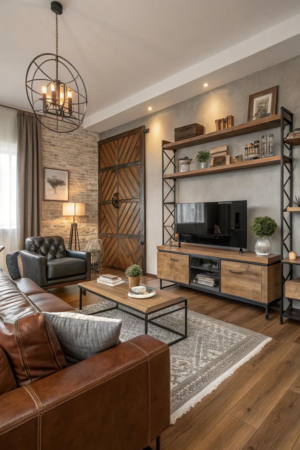 Blending materials adds depth and a welcoming feel.