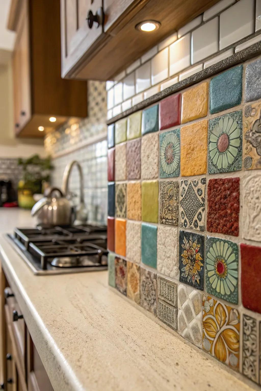 A blend of materials adds depth to the kitchen design.