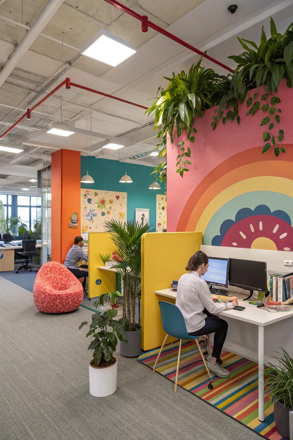 Accents of color inject life and individuality into office settings.