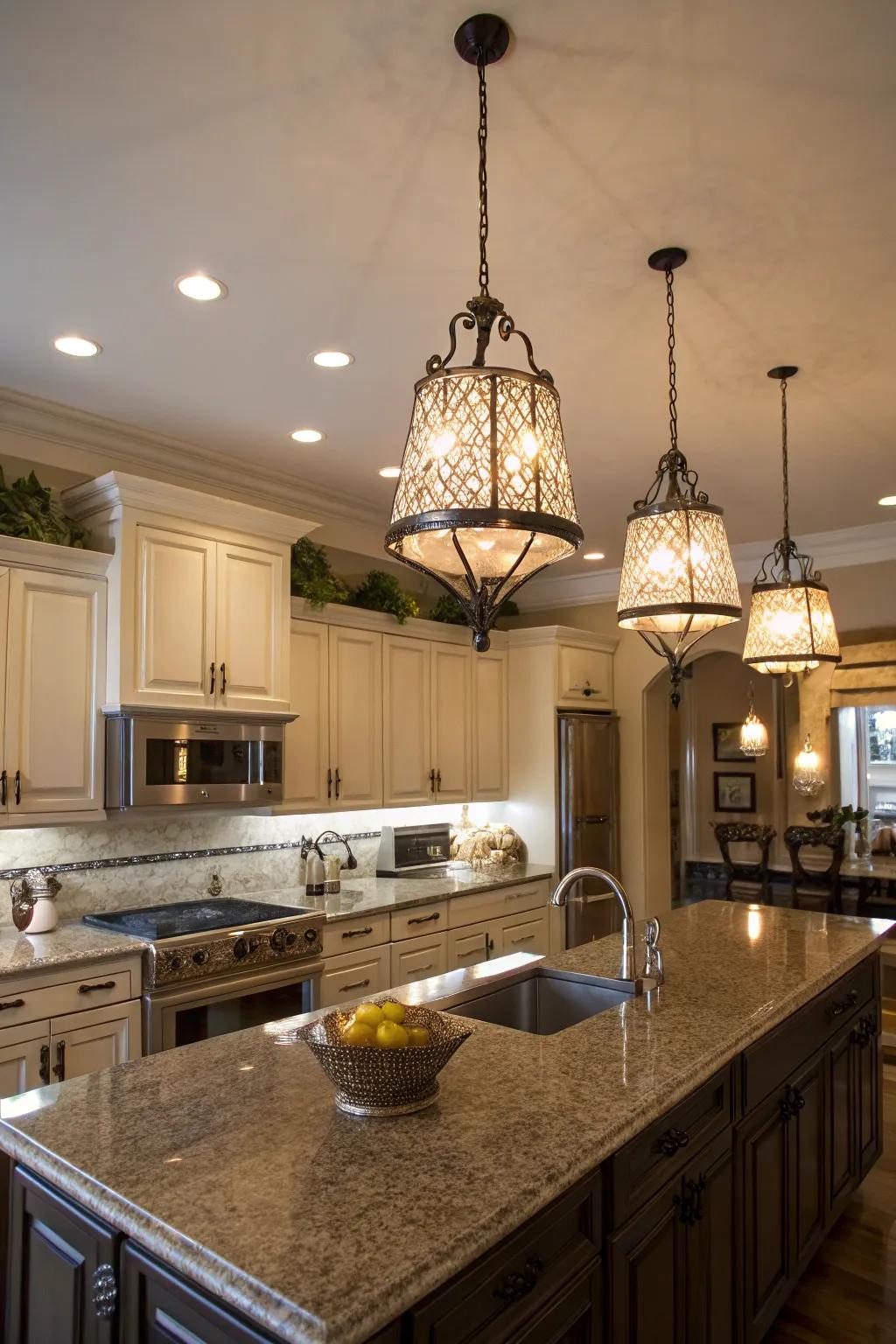 Eclectic lighting fixtures that enhance your kitchen's personality.