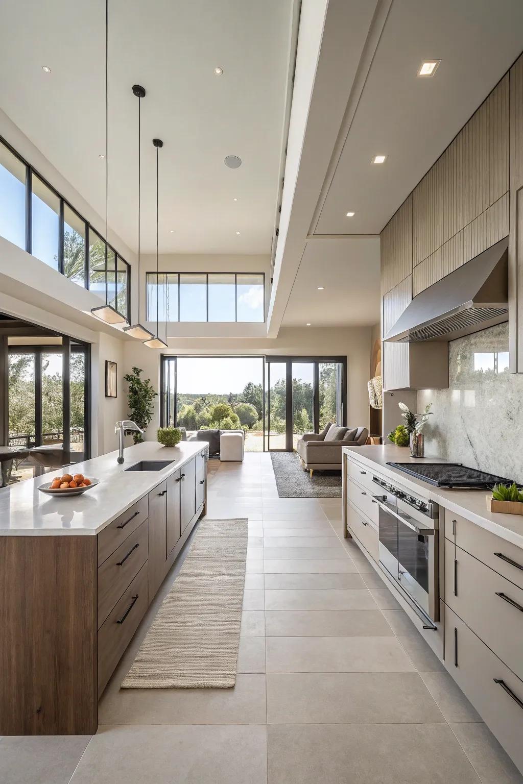 Clean lines and neutral tones create a serene kitchen environment.