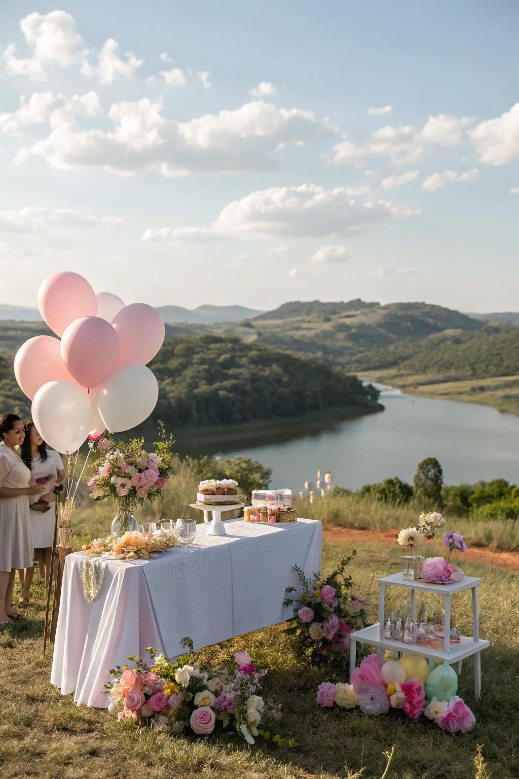A breathtaking natural backdrop elevates the outdoor event.
