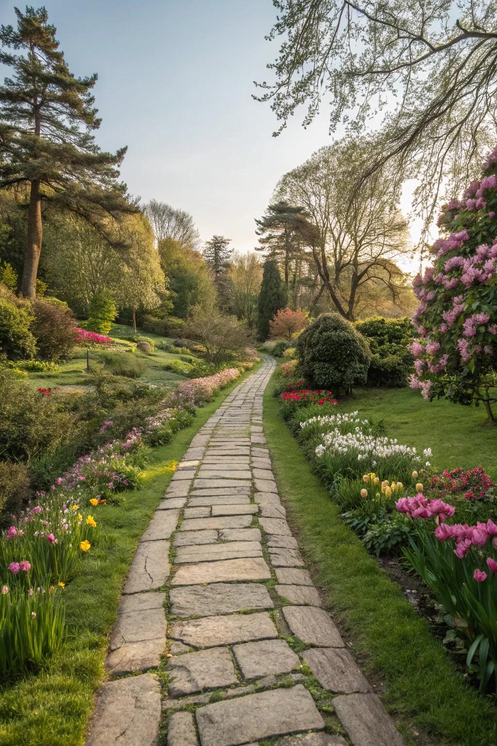 Stone routes lead you through the garden, inviting exploration and discovery.