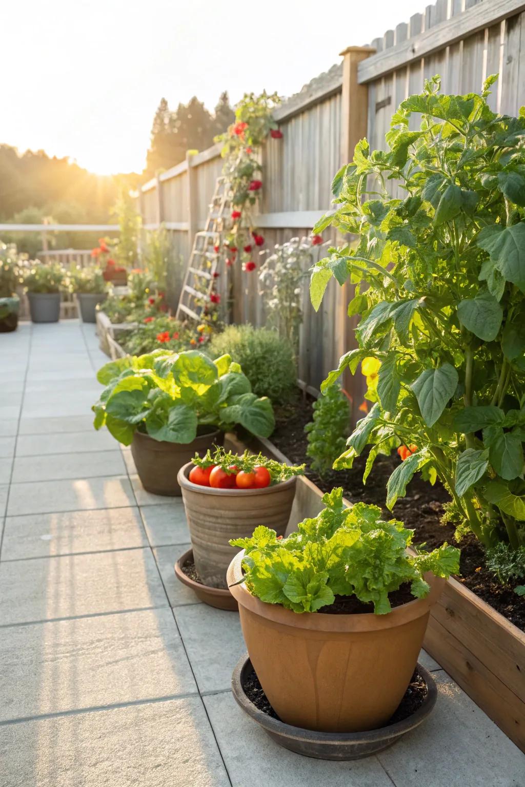 Self-watering pots ensure a lush, thriving garden with minimal effort.