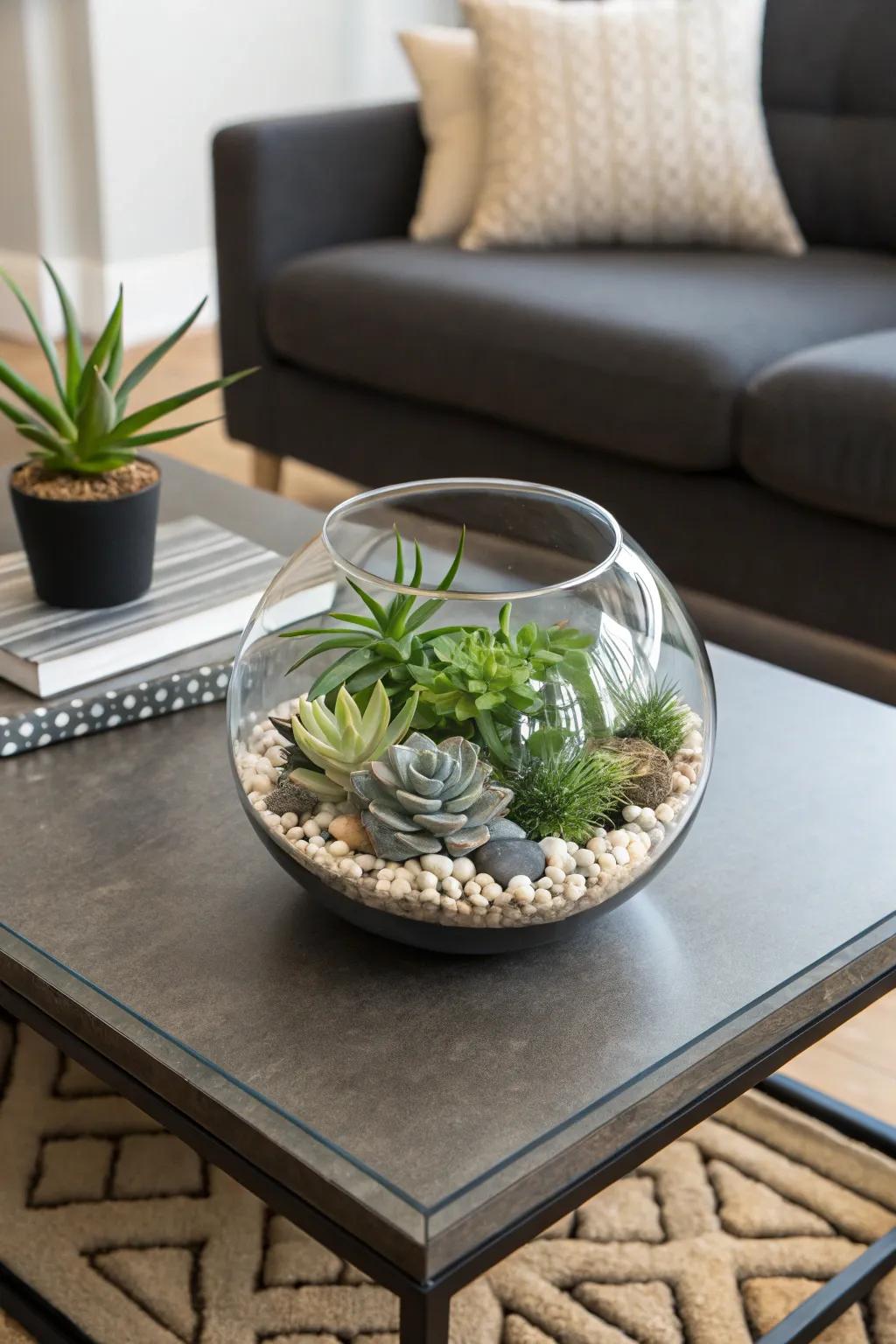 Fashion a miniature garden with an enthralling terrarium.