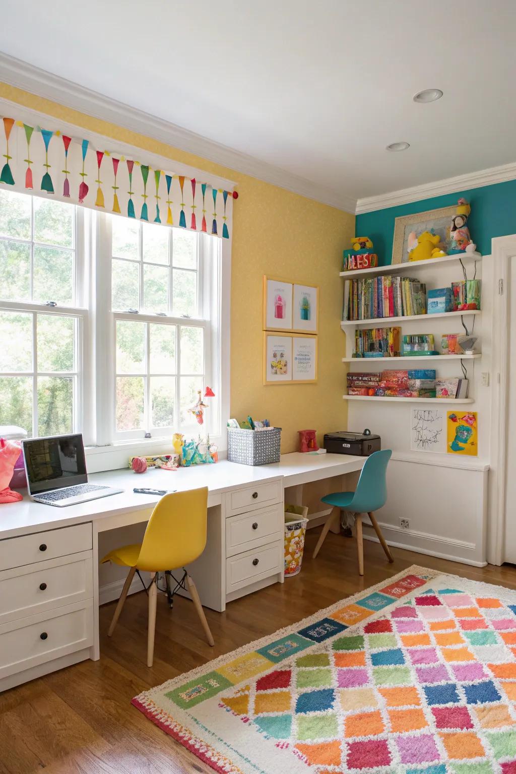 Cheerful colors for an inviting space.