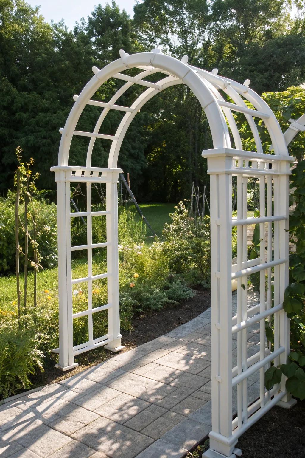 Transform your garden entrance with this stunning DIY PVC archway—a testament to craftsmanship and style.