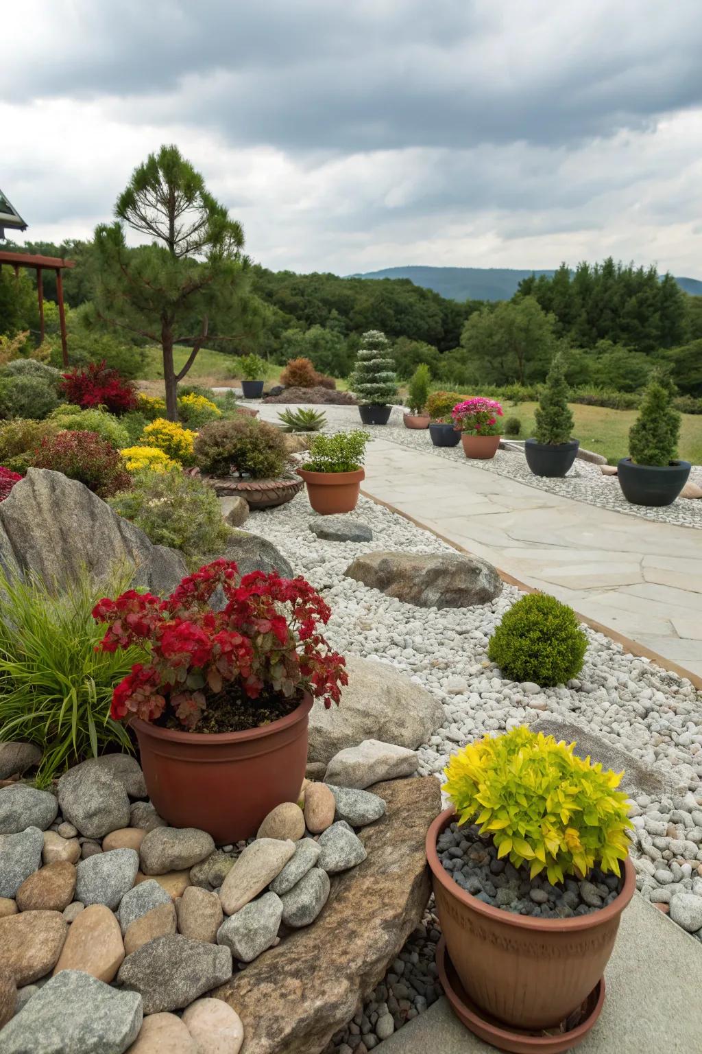 Gardens that can be changed and adapted through the use of seasonal potted plants.