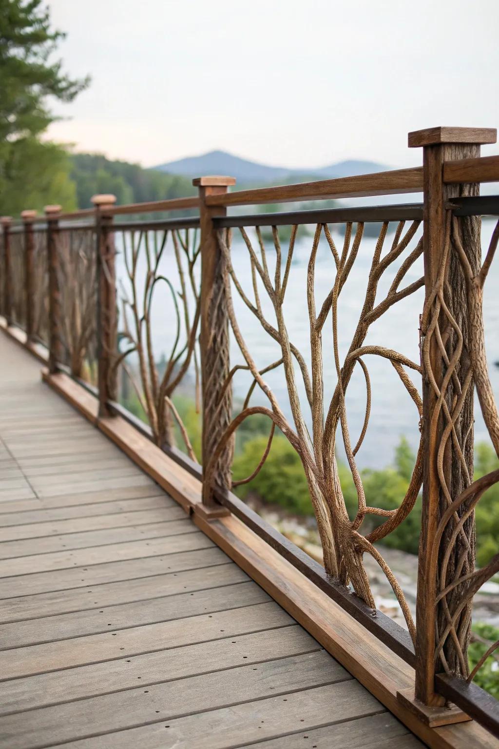 Transform your deck with woven branch artistry.