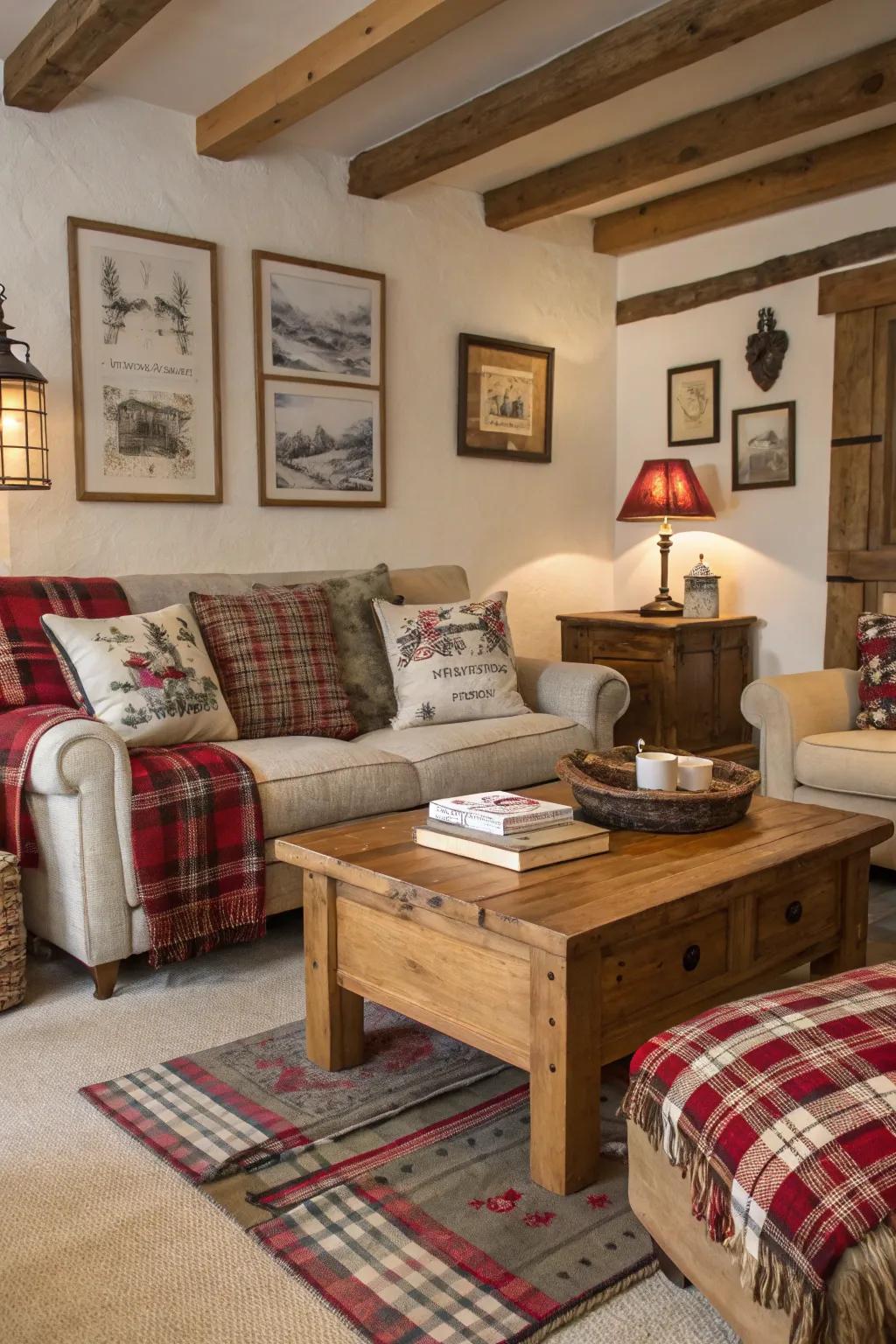 Tartan patterns add a warm and classic touch to rural decor.
