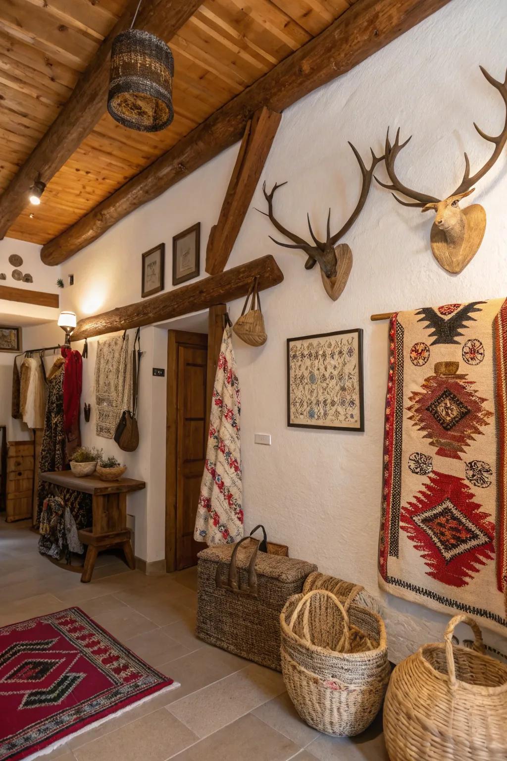 Eclectic decor adds personality and a touch of rustic whimsy.