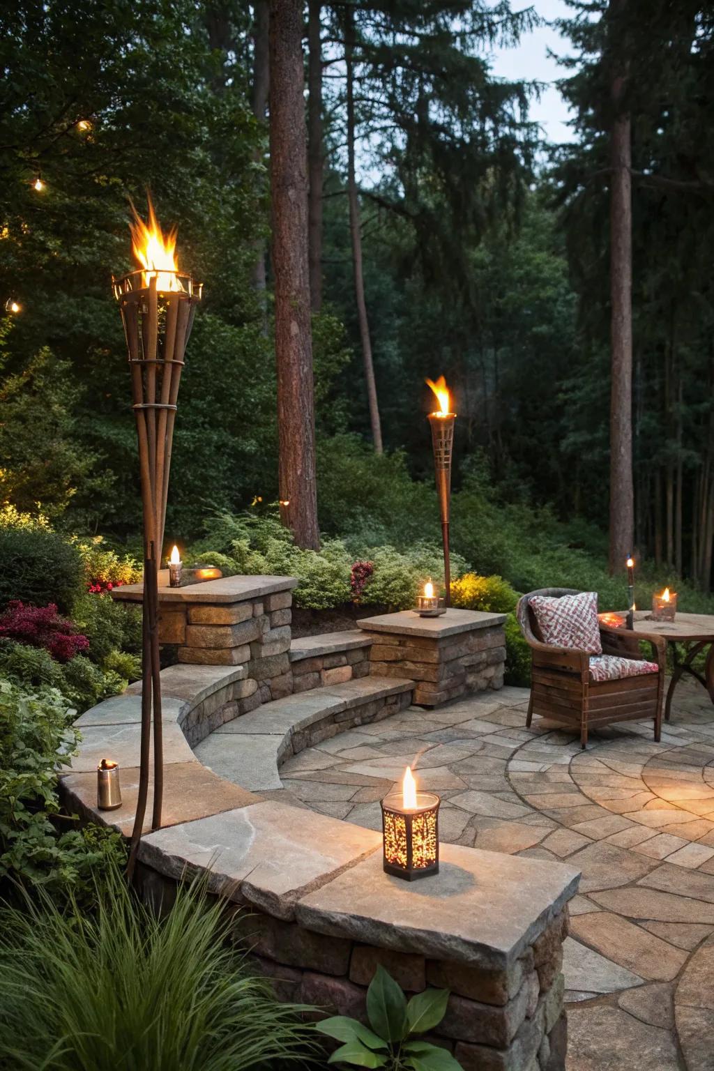 Add a tropical flair with Tiki torches around your fire pit.