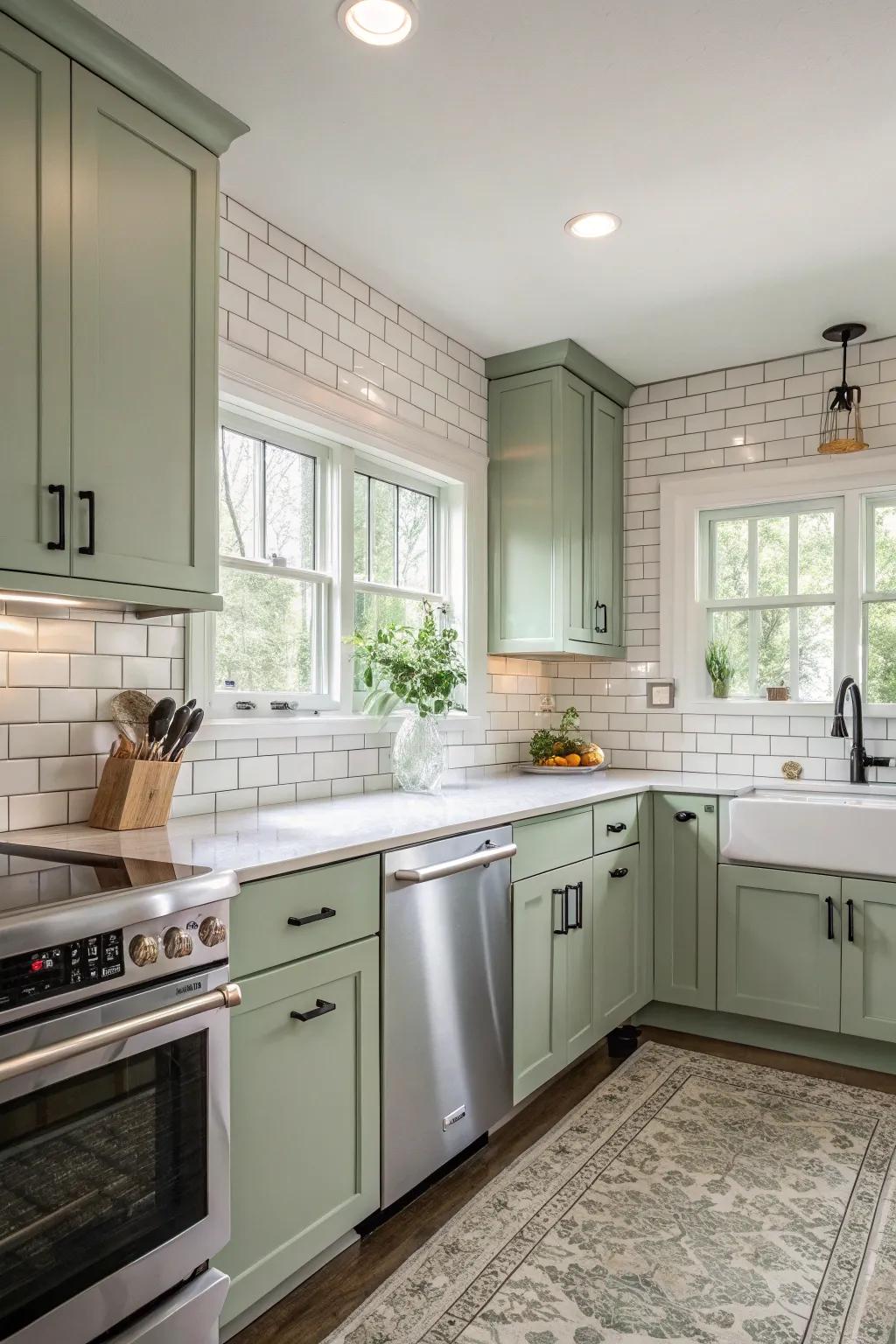 A bright brick-shaped tiling backdrop incorporates subtle texture and contrast.