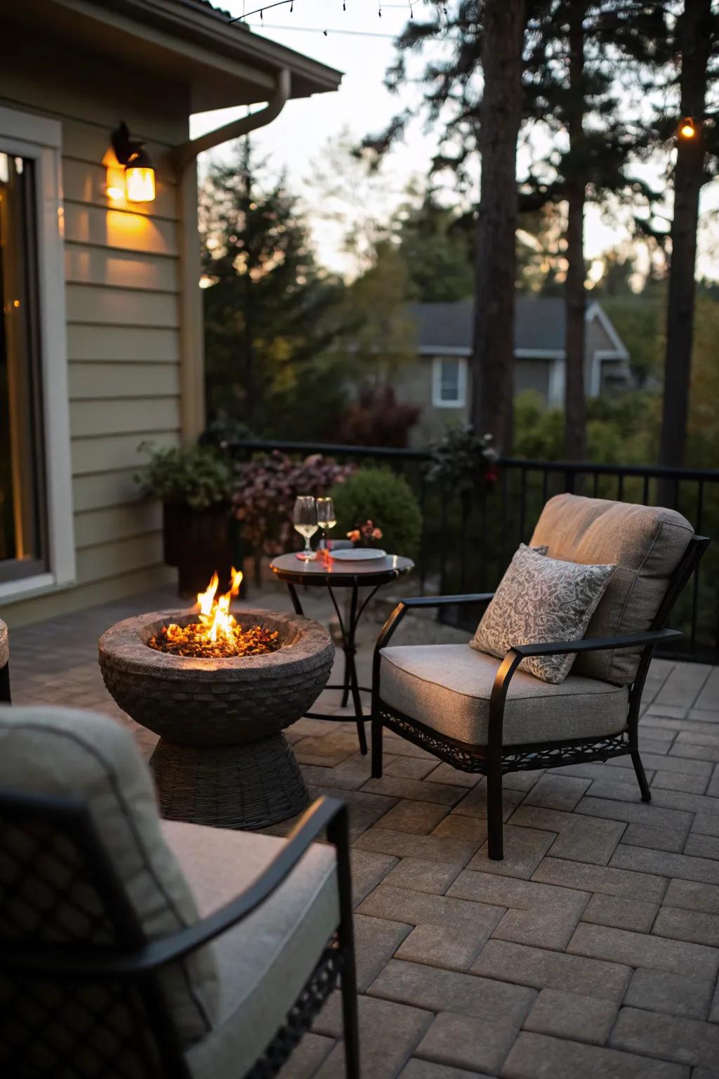 A diminutive patio blueprint maximizes area while guaranteeing coziness and appearance.
