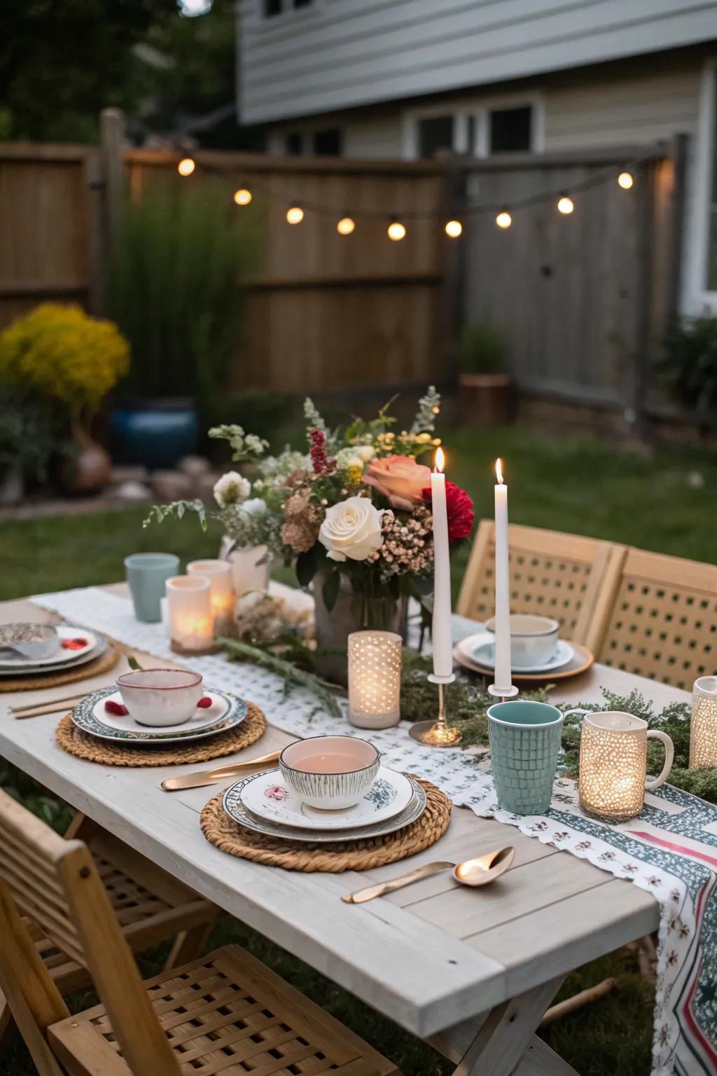 A beautifully decorated themed tablescape