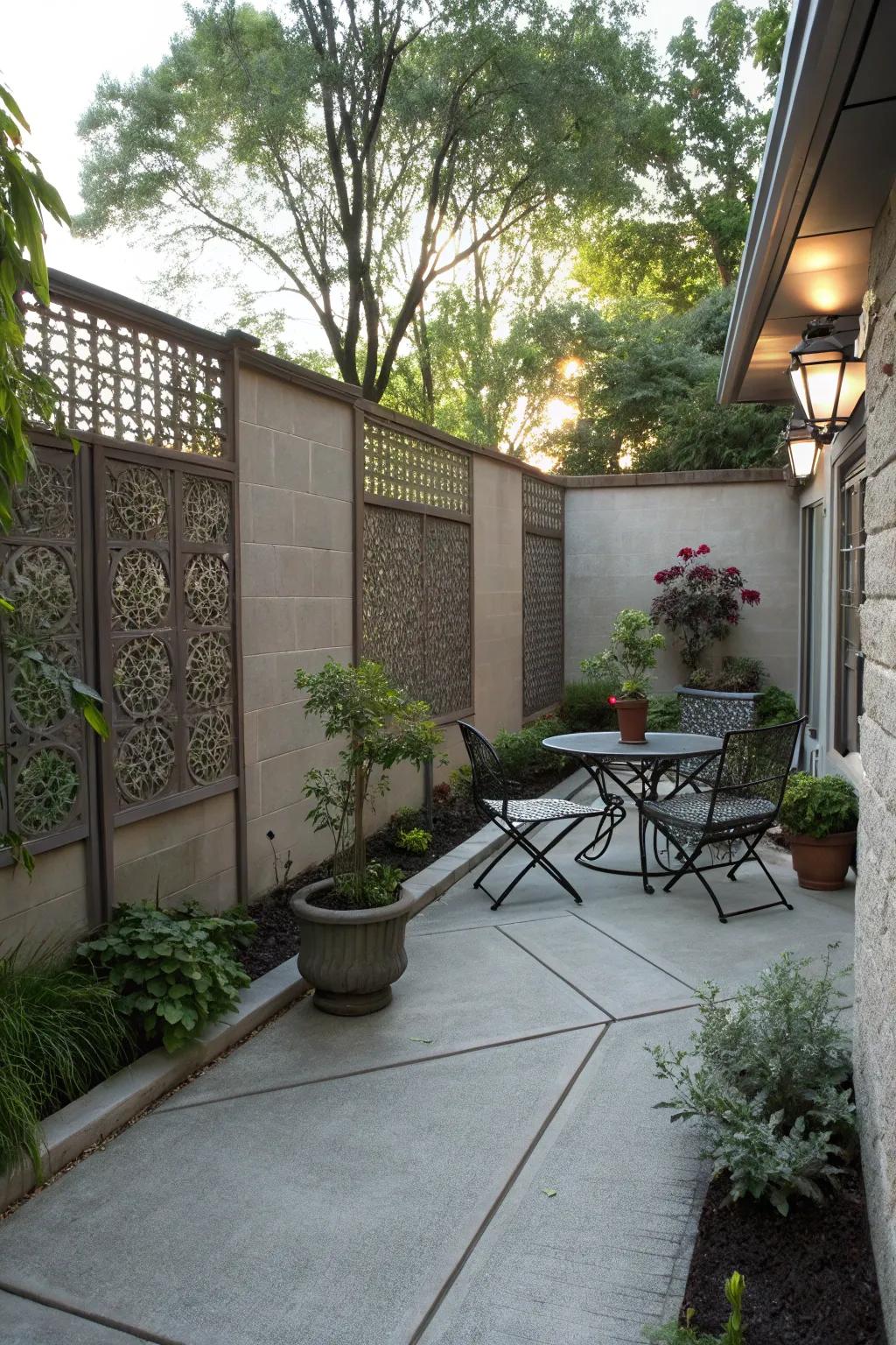 Privacy screens offer seclusion and style.