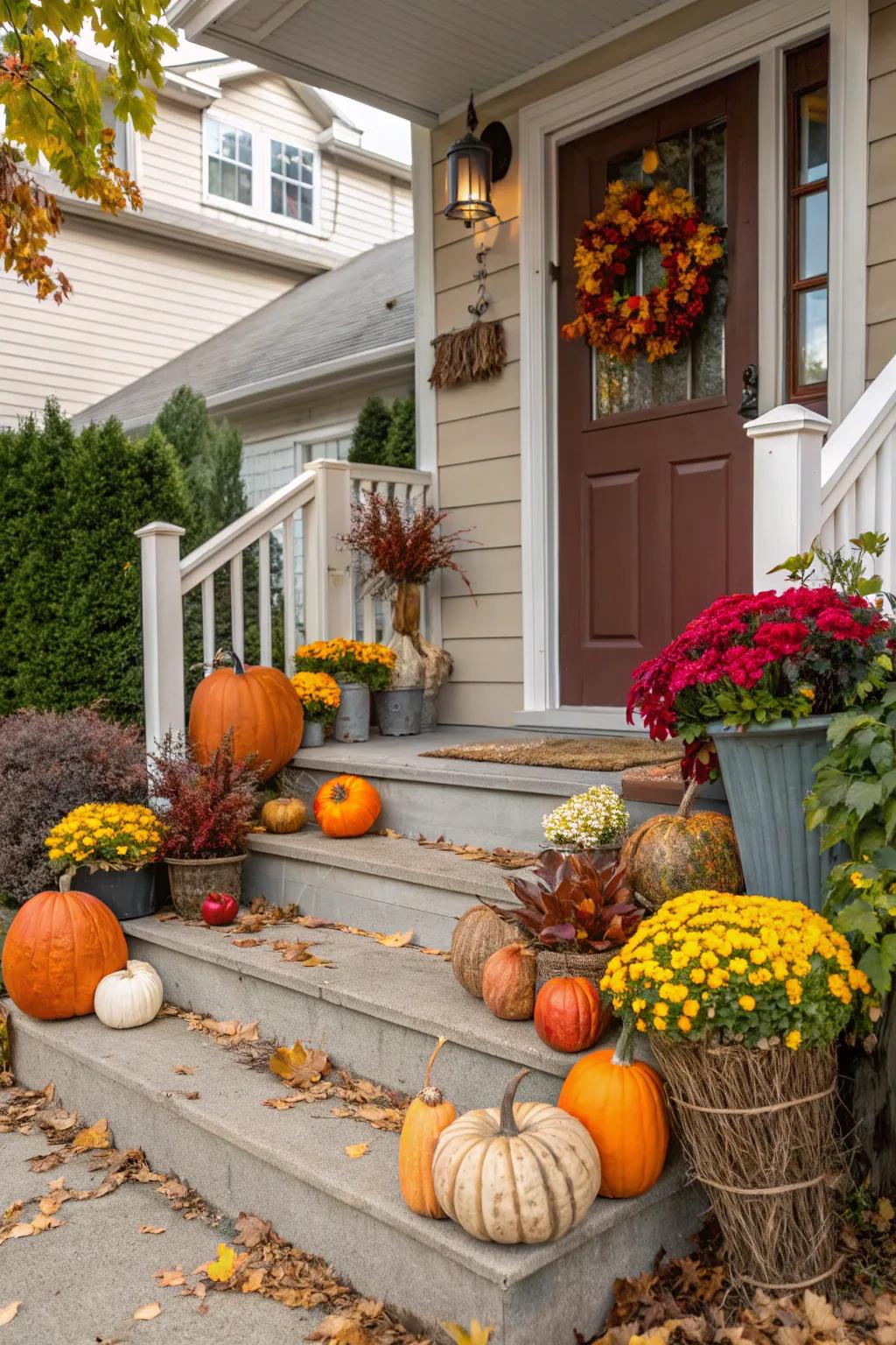 Seasonal decor adds a festive touch to the deck.