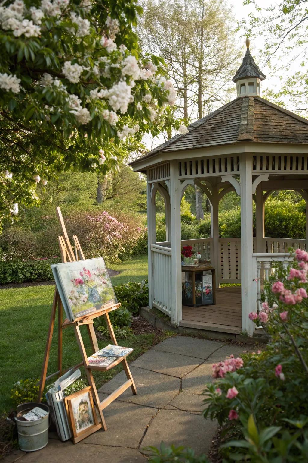 Let creativity flow in your pavilion art studio.