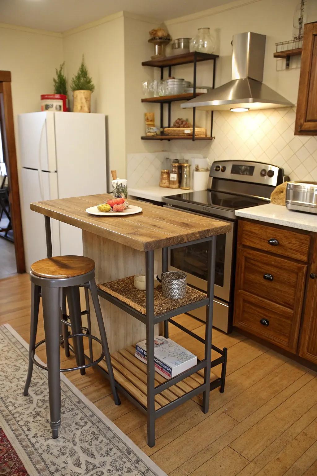 Adaptable furnishings improve usefulness inside a small cooking area.