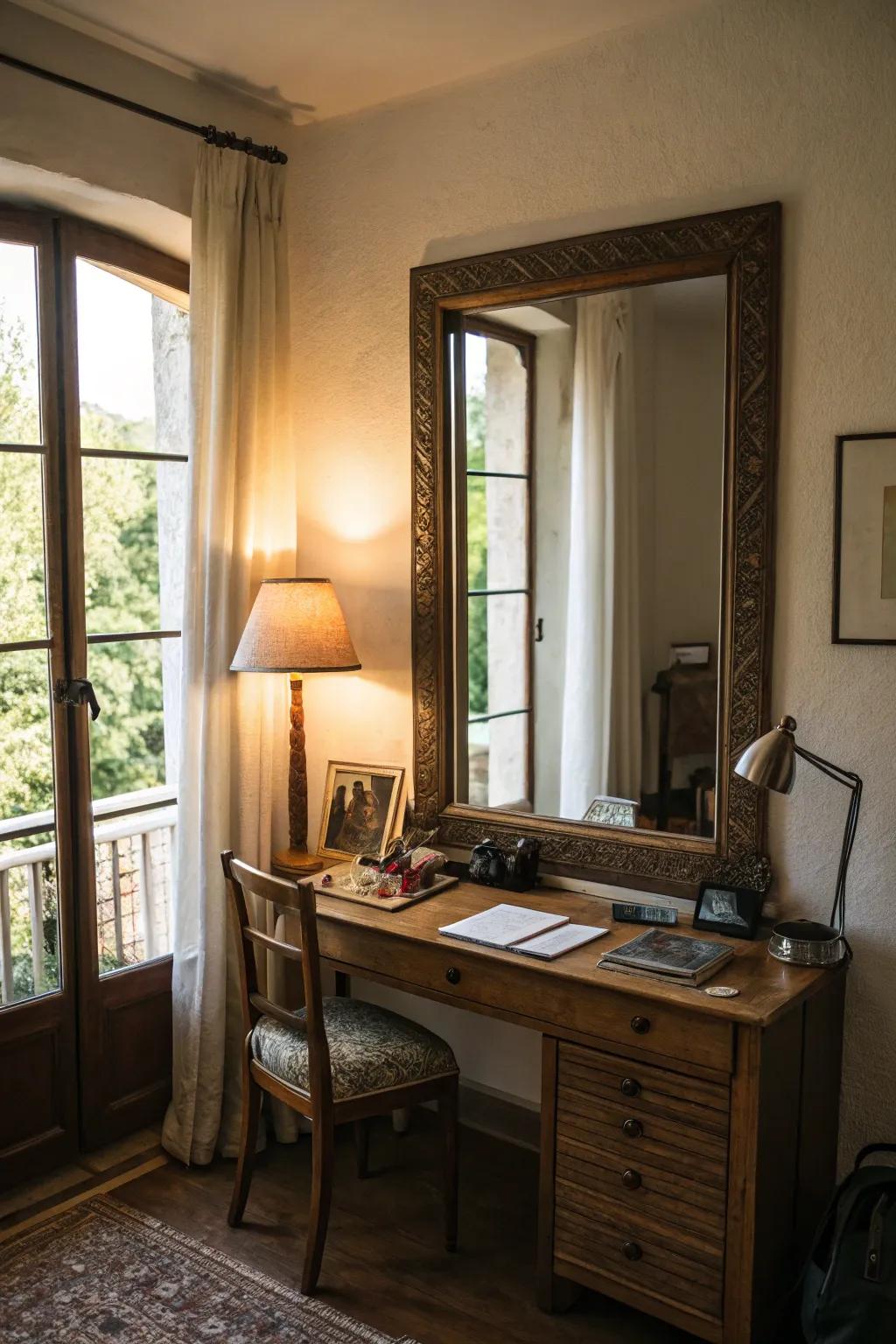 Mirrors are used by interior designers to double the perceived area of a space.