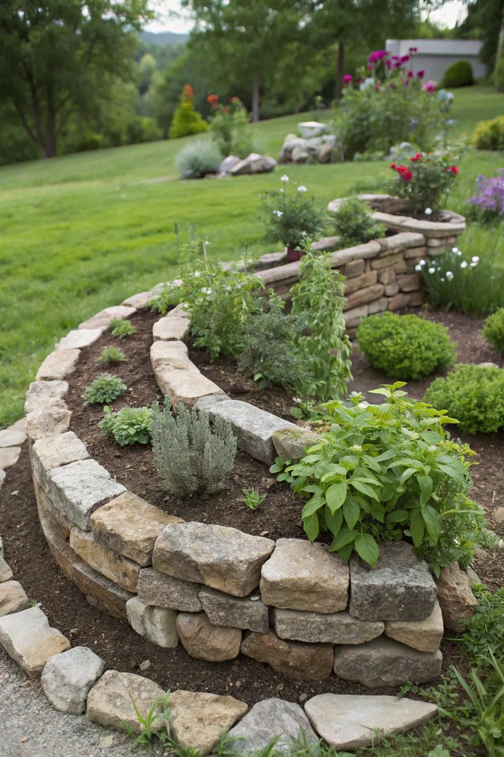 Herb twirls present an area-efficient method to nurture a wide array of herbs.