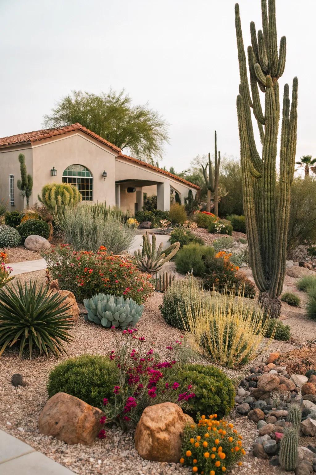 Native plants flourish in a garden that is favorable to the climate.