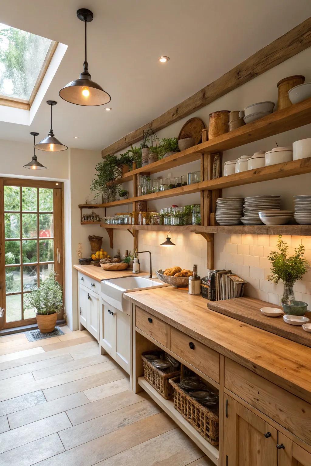 Wood elements add warmth and natural beauty to a kitchen.