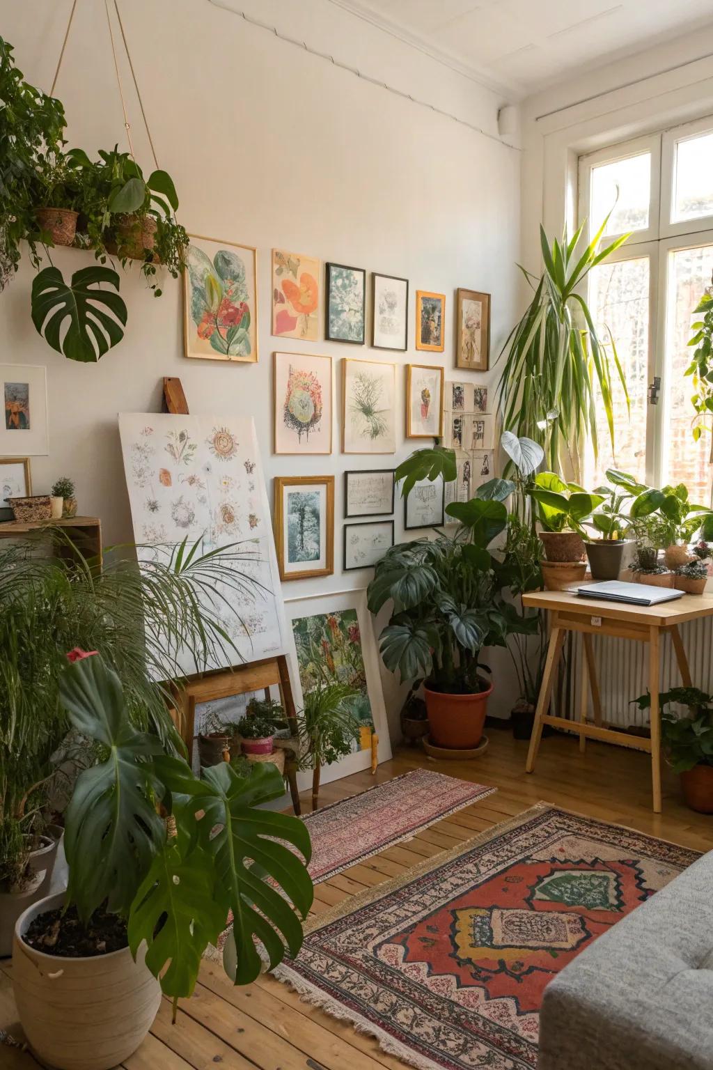 Personal touches transform a studio into a personal creative haven.